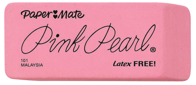 Large 1 Set of 12 Count Paper Mate Pink Pearl Erasers 