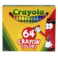 Crayola Standard Size Crayons in Hinged Top Box and Sharpener, Set of 64 Item Number 007539