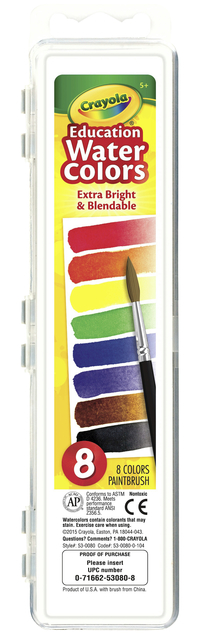 蜡笔无毒半湿润水彩画套装，塑料椭圆形盘，8种彩色组合，项目编号007560