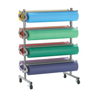 Bulman Horizontal Steel Paper Roll Dispenser and Cutter Rack with Swivel Casters, Item Number 1337220