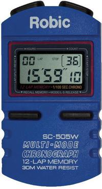 Robic SC-505W Multi-Mode Chronograph Stopwatch, 12 Lap Memory, Blue, Item Number 016337
