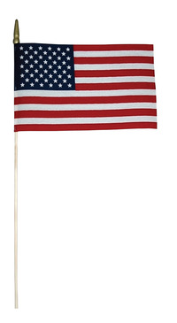 安宁手持美国国旗，白木权杖，金色矛尖，24长x 36英寸，项目编号016782