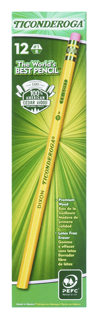 Ticonderoga Original Pencils, No 2 Soft Tip, Yellow, Pack of 12 Item Number 017646
