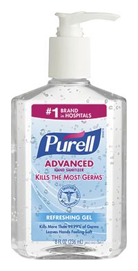 Purell Advanced Hand Sanitizer, 8 Ounce Pump Bottle, Item Number 025507