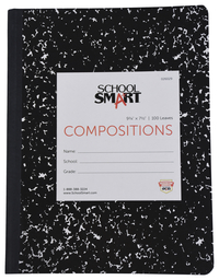 School Smart Hard Cover Ruled Composition Book, 9-3/4 x 7-1/2 Inches, 100 Sheets Item Number 026029