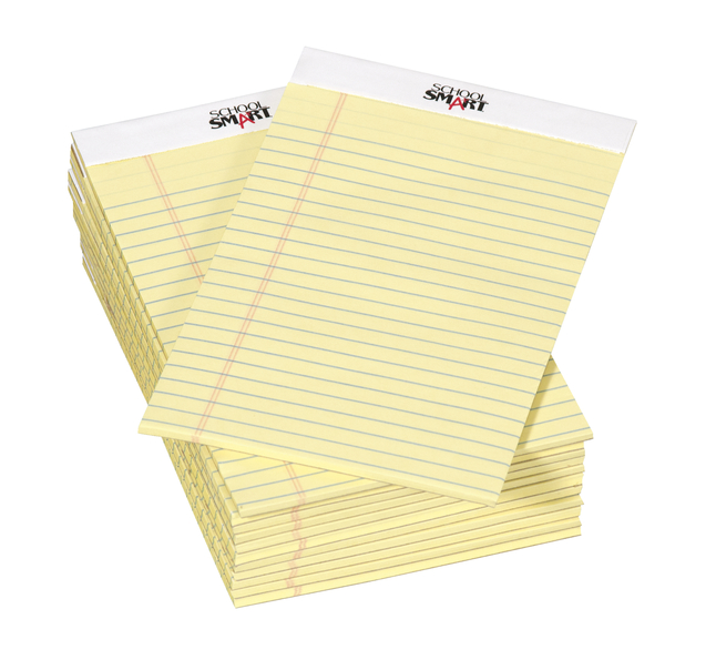 Pack of 12 50 Sheets Each Canary 5 x 8 Inches School Smart Junior Legal Pads