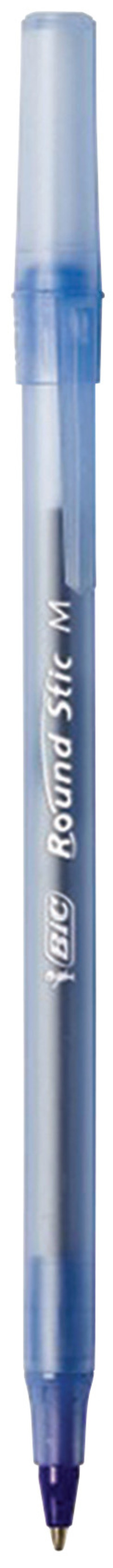 BIC Round Stic Ballpoint Pen, 1 mm Medium Tip, Blue Ink, Pack of 12, Item Number 027469