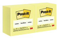 3M Post-it Original Plain Notes, 3 x 3 Inches, Canary Yellow, Pack of 12, Item Number 028622