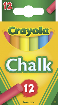 Crayola Non-Toxic Colored Chalk, 3/8 x 3-3/16 Inches, Assorted Colord, Pack of 12, Item Number 030-3380