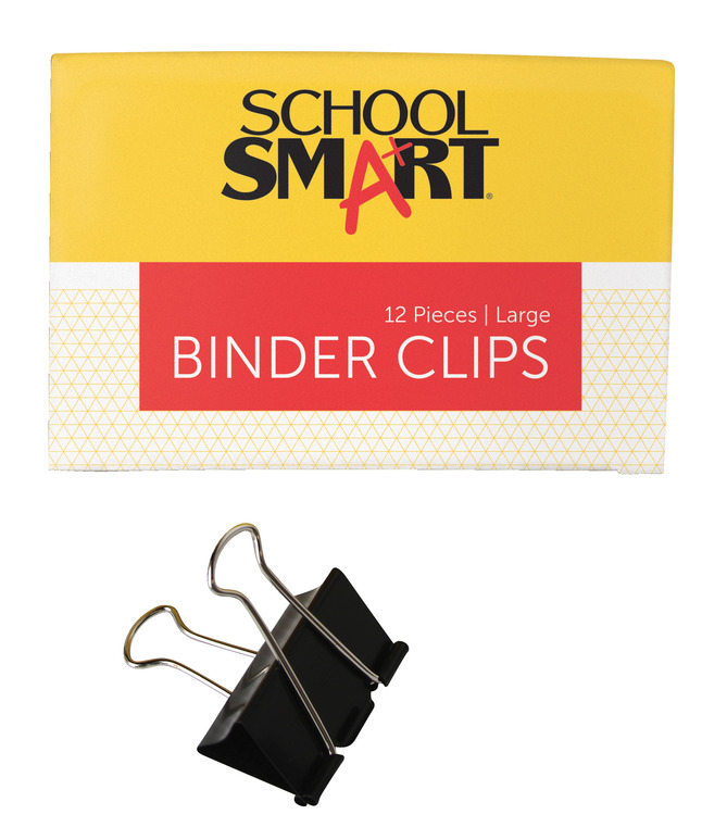 School Smart Binder Clip, Large, 2 Inches, Pack of 12