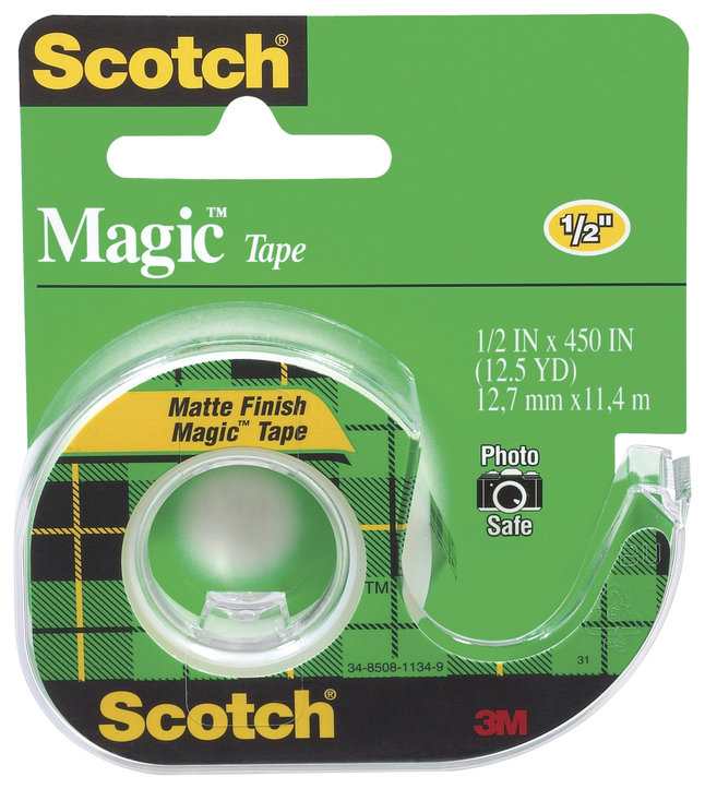 Scotch 810 Magic Tape in Dispenser, 0.50 x 450 Inches, Matte Clear, Item Number 040647