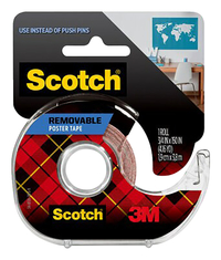 Scotch 109 Removable Poster Tape, Double-Sided, 0.75 x 150 Inches, Clear, Item Number 042015