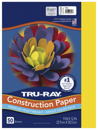 Tru-Ray Sulphite Construction Paper, 9 x 12 Inches, Yellow, 50 Sheets Item Number 053970