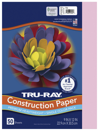 Tru-Ray Sulphite Construction Paper, 9 x 12 Inches, Pink, 50 Sheets Item Number 053997