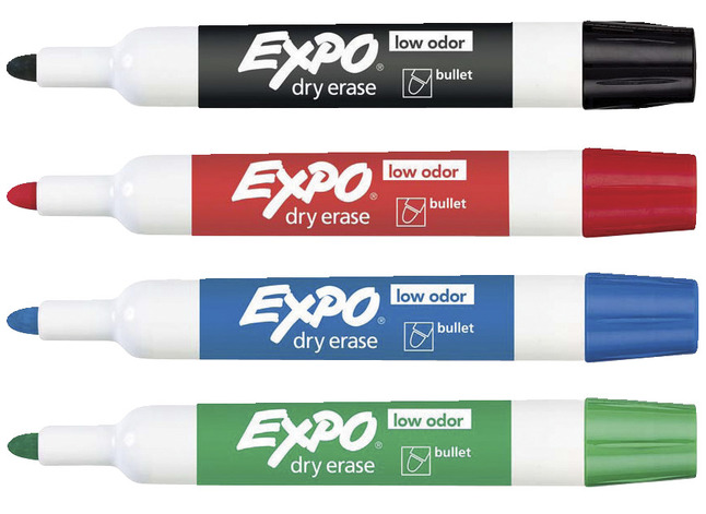 expo Low Odor Dry Erase Marker 4/Set Bullet Tip Assorted 