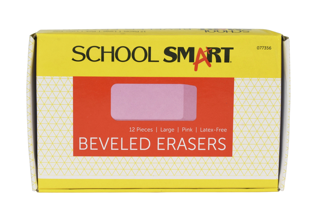 Small School Smart Beveled Erasers Pink 5-Pack Small Pack of 36 