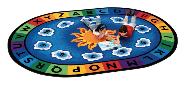 Carpets For Kids Sunny Day Learn and Play Carpet, 8 Feet 3 Inches x 11 Feet 8 Inches, Oval, Item Number 078456