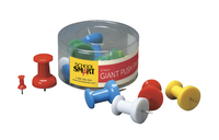 School Smart Giant Push Pins with Storage Tub, Assorted Colors, Pack of 12 Item Number 081907