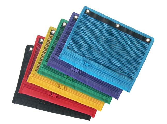 Moderniseren fout telex School Smart Mesh Zippered Binder Pockets, 10 x 7-1/2 Inches, Assorted  Colors, Pack of 12