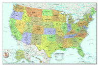 House of Doolittle Laminated Write and Wipe United States Map with Wet Erase Marker, Regular Size, Item Number 082081