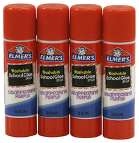 Elmer's Washable Glue Stick, 0.24 Ounce, Purple Dries Clear, Pack of 4 Item Number 082459