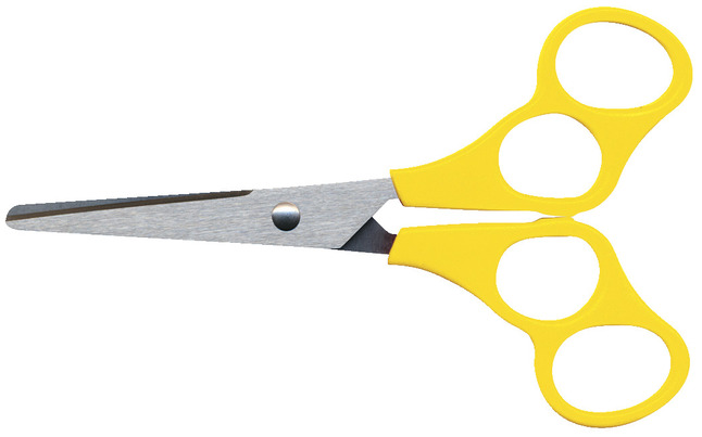 School Smart V-Shape Training Scissors, Blunt Tip, 5 Inches, Yellow, Item Number 084840