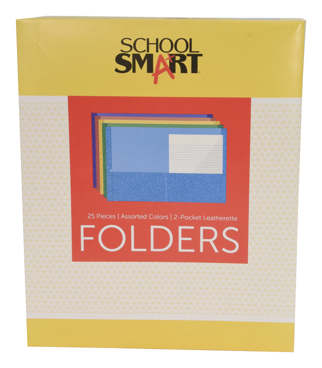 Letter Size Assorted Colors Two-Pocket Folders 25 per Box