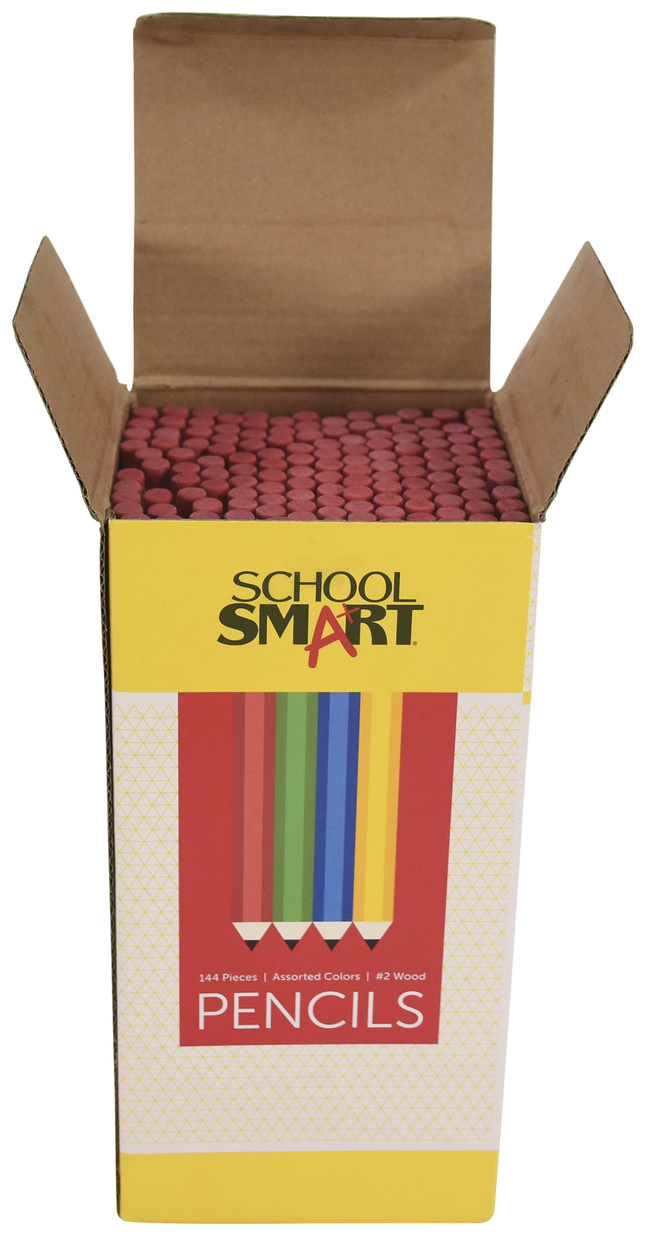 School Smart Traditional No 2 Pencils, Assorted Colors, Pack of 144