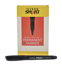 School Smart Permanent Markers, Fine Tips, Black, Pack of 12 Item Number 085026