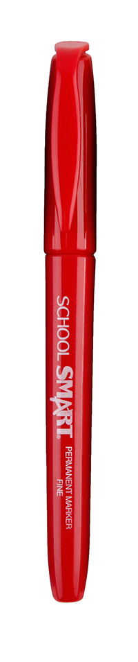 School Smart Non-Toxic Quick-Drying Water Resistant Permanent Marker, 1 mm Fine Tip, Red, Pack of 12 Item Number 085030