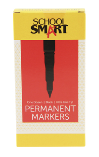 School Smart Quick-Drying Permanent Markers, Ultra Fine Tips, Black, Pack of 12 Item Number 085032