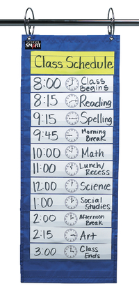 学校智能教室袖珍图表，12-1/2 x 33英寸，14个口袋，蓝色，项目编号085089