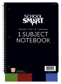 Image for School Smart Spiral Non-Perforated 1 Subject Wide Ruled Notebook, 10-1/2 x 8 Inches from School Specialty