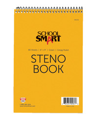 School Smart Gregg Ruled Steno Notebook, 6 x 9 Inches, Green, 80 Sheets Item Number 085292
