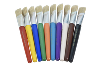 School Smart Flat Tip Brush Set, Hog Bristle, 7-1/2 Inches, Assorted Colors, Set of 10 Item Number 085682