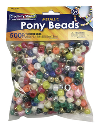 Creativity Street Plastic Pony Beads, 6 x 9 mm, Black, Pack of 1000