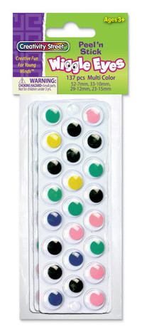Creativity Street Peel and Stick Wiggle Eyes, Assorted Colors, Set of 137, Item Number 085874