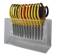School Smart Blunt Tip Kid Scissors with Rack, 5 Inch, Assorted Colors, Pack of 12 Item Number 086336