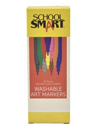 School Smart Washable Markers, Fine Tip, Assorted Colors, Set of 10 Item Number 086512