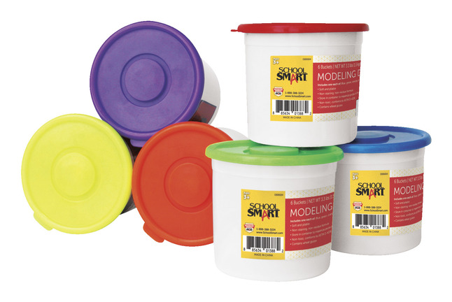 School Smart Modeling Dough, 3-1/3 Pound Buckets, Assorted Colors, Set of 6, Item Number 088684