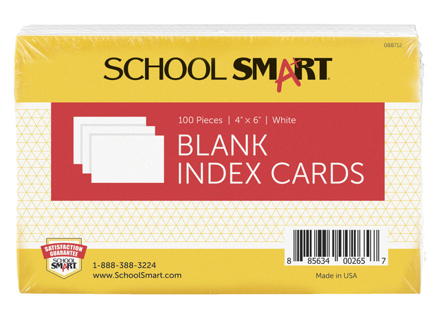 4x6 Blank Index Cards, Item Number 088712