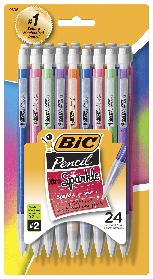 BIC Xtra Sparkle Mechanical Pencils, 0.7 mm, Sparkle Color Barrels 