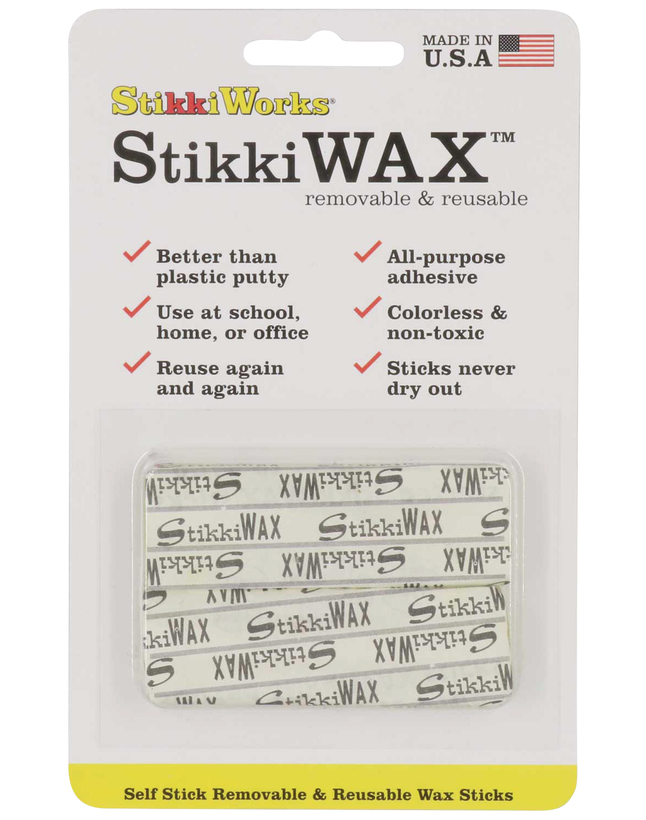 StikkiWorks Stikki Wax Stick Mounting Adhesive Putty, Reusable and  Removable, Colorless, Pack of 12