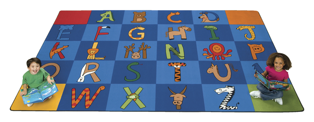 Carpets for Kids A to Z Animals Rug, Rectangle, 7 Feet 6 Inches x 12 Feet, Multicolored, Item Number 090639