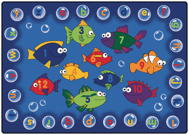Carpets For Kids Fishing for Literacy Rug, 3 Feet 10 Inches x 5 Feet 5 Inches, Rectangle, Item Number 091540