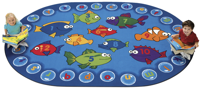 Carpets For Kids Fishing for Literacy Rug, 3 Feet 10 Inches x 5 Feet 5 Inches, Oval, Item Number 091543