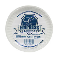 Empress Uncoated Paper Plate, 9 Inches, White, Pack of 100 Item Number 1004997
