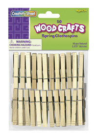 Creativity Street Wood Spring Clothespin, 3-3/4 in, Natural, Pack of 50 Item Number 1006317