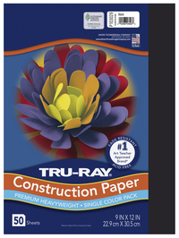 Tru-Ray Sulphite Construction Paper, 9 x 12 Inches, Black, 50 Sheets Item Number 1006763