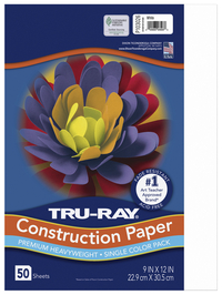 Tru-Ray Sulphite Construction Paper, 9 x 12 Inches, White, 50 Sheets Item Number 1006764